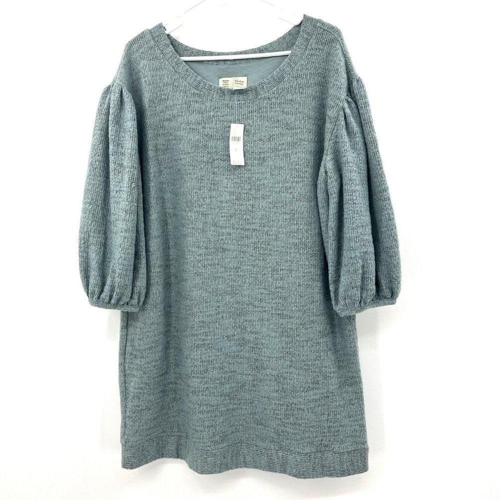 NWT Anthropologie Saturday Sunday Teal Balloon Sleeve Tunic Dress Size Medium